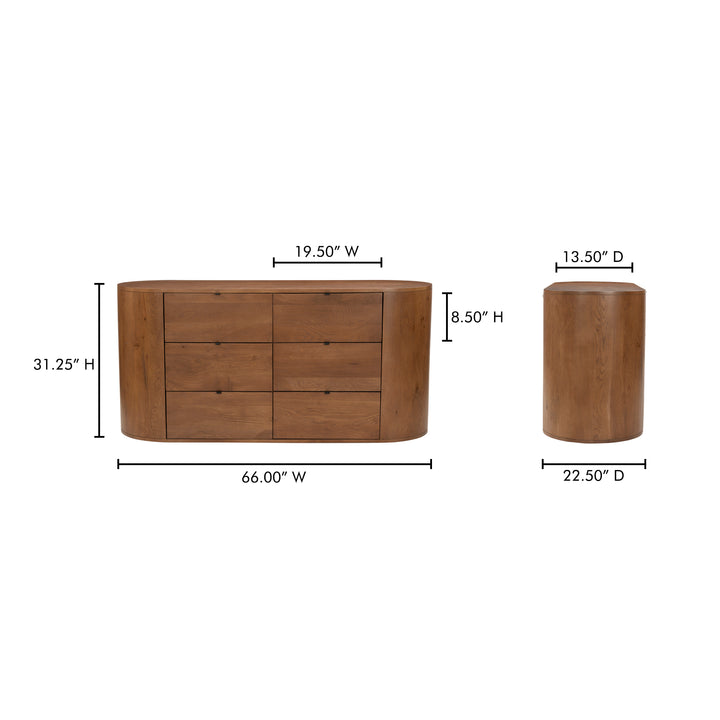 Sleek Oak Minimalist 6-Drawer Dresser