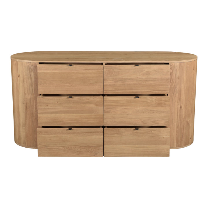 Sleek Oak Minimalist 6-Drawer Dresser