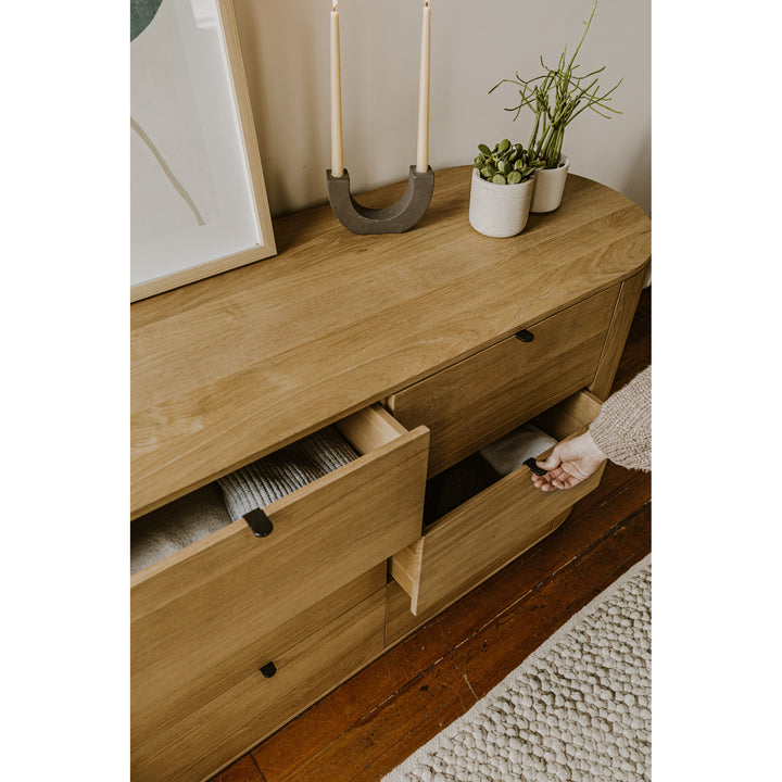 Sleek Oak Minimalist 6-Drawer Dresser
