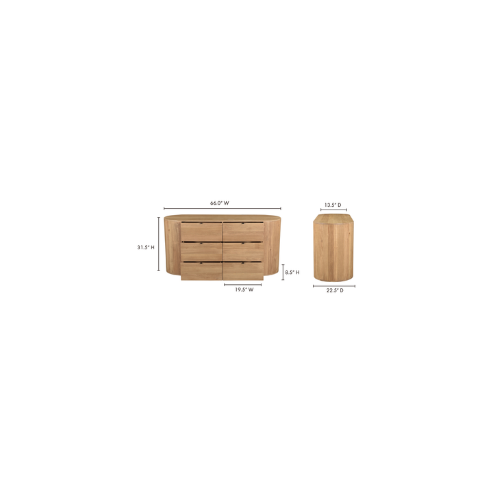 Sleek Oak Minimalist 6-Drawer Dresser