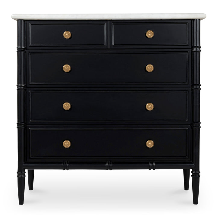 Provence-Inspired 5-Drawer Antique Brass Finish Chest