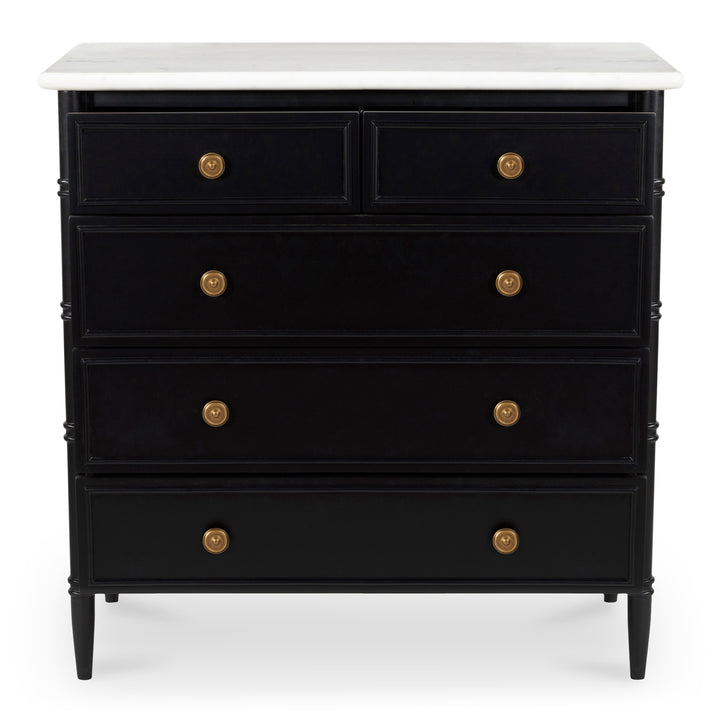 Provence-Inspired 5-Drawer Antique Brass Finish Chest