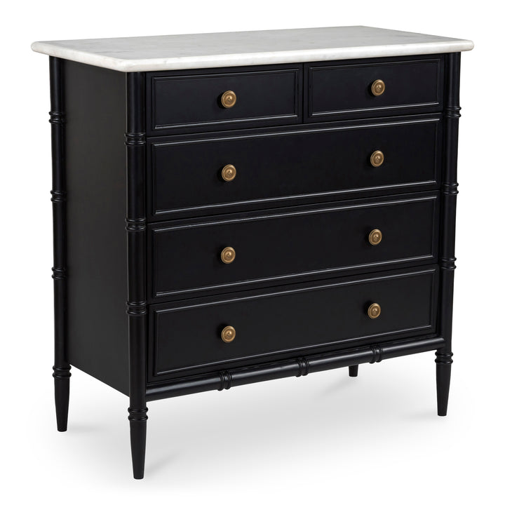 Provence-Inspired 5-Drawer Antique Brass Finish Chest