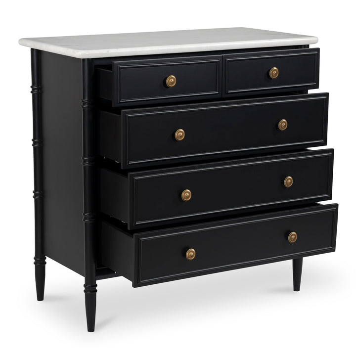 Provence-Inspired 5-Drawer Antique Brass Finish Chest