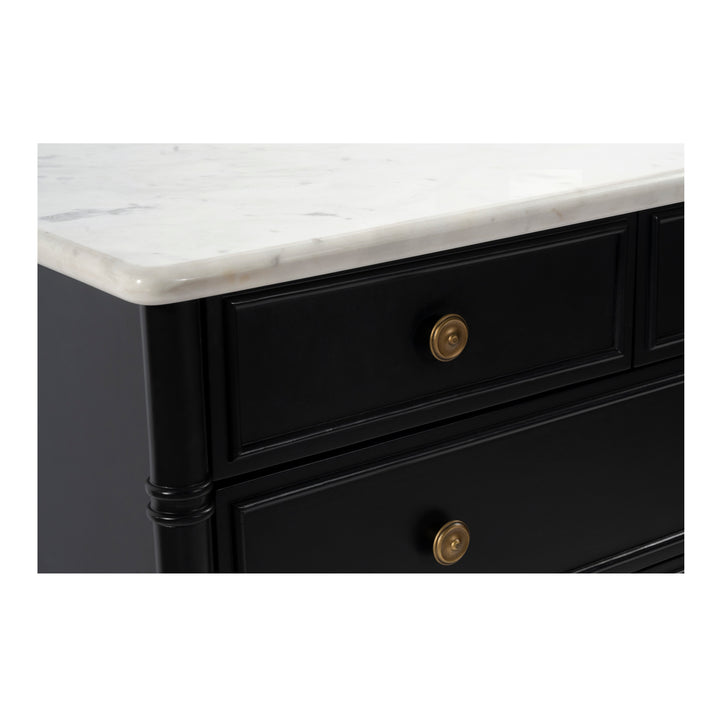 Provence-Inspired 5-Drawer Antique Brass Finish Chest