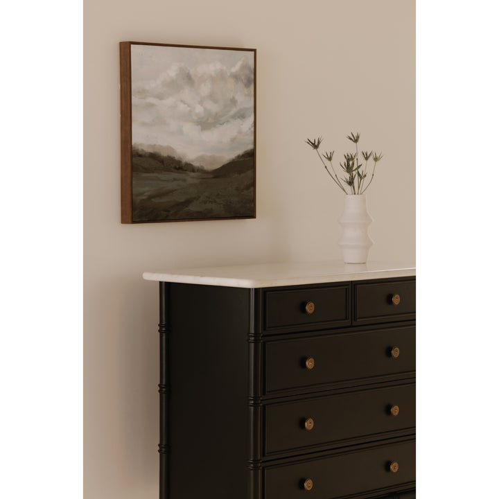 Provence-Inspired 5-Drawer Antique Brass Finish Chest
