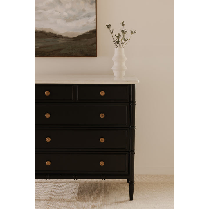 Provence-Inspired 5-Drawer Antique Brass Finish Chest