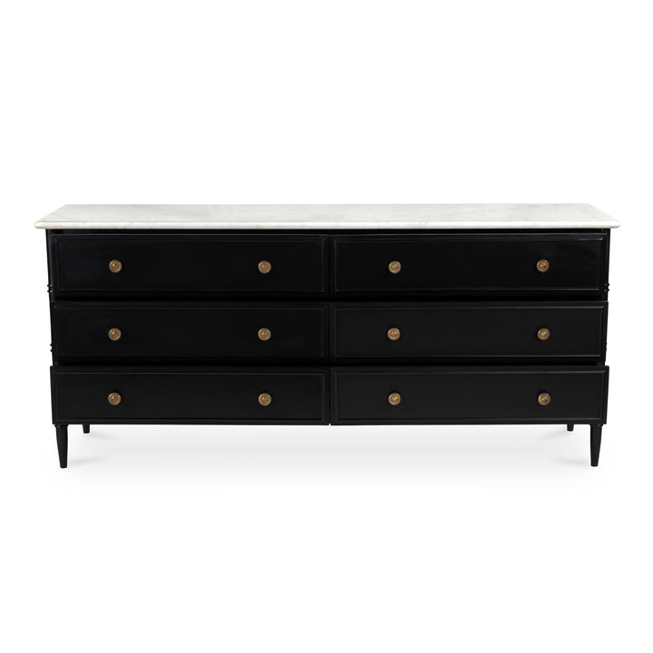 Provence-Inspired Marble-Top 6-Drawer Chest
