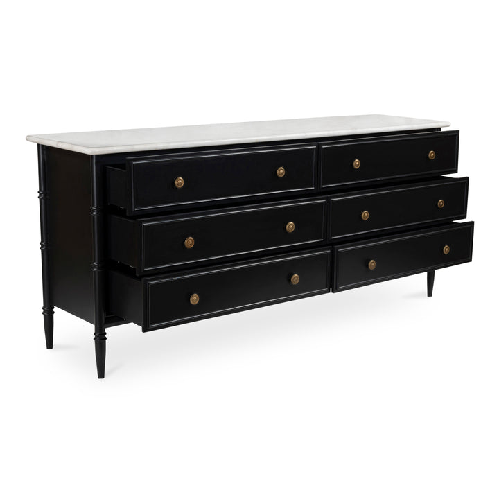 Provence-Inspired Marble-Top 6-Drawer Chest