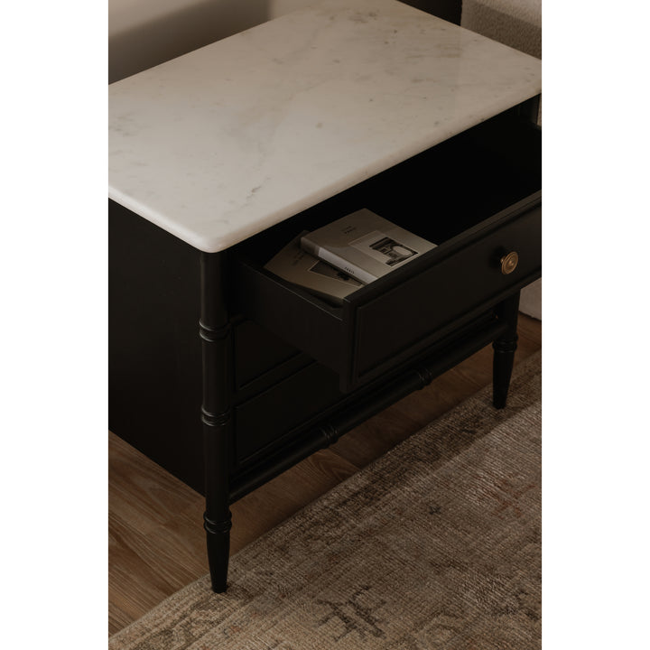 Provence-Inspired Marble Top Nightstand