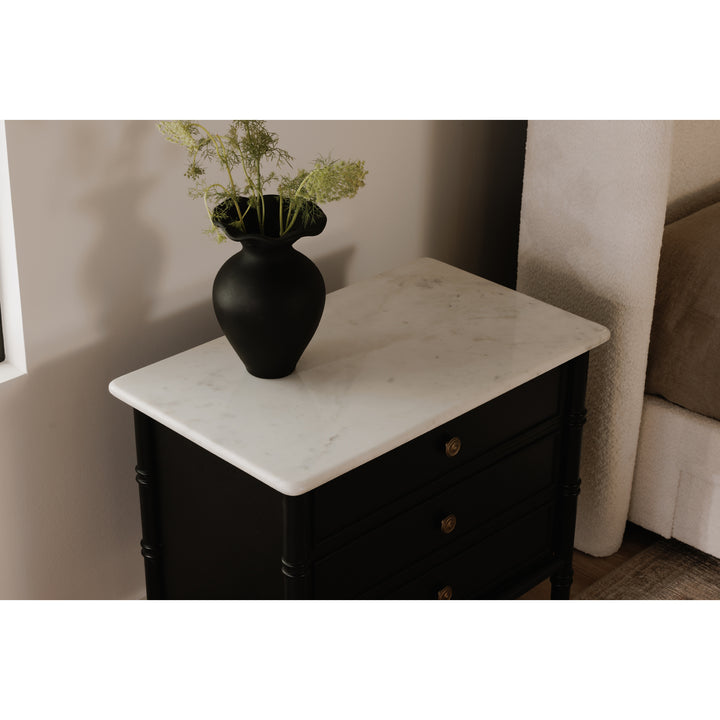 Provence-Inspired Marble Top Nightstand
