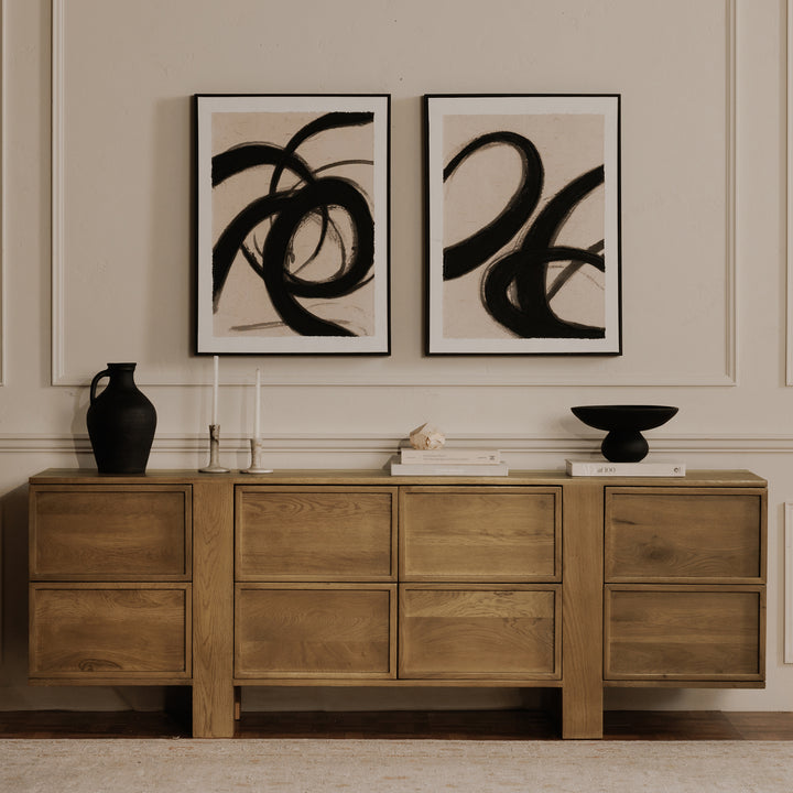 Modern Minimalist Tansu-Inspired 8-Drawer Oak Dresser