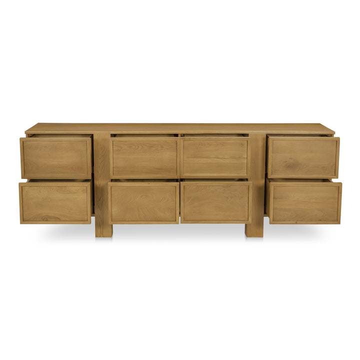 Modern Minimalist Tansu-Inspired 8-Drawer Oak Dresser