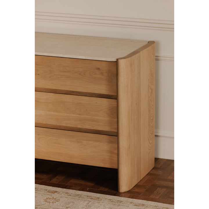 Modern Oak & Marble 6-Drawer Dresser