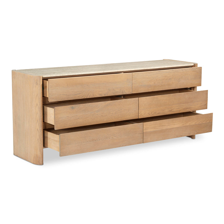 Modern Oak & Marble 6-Drawer Dresser