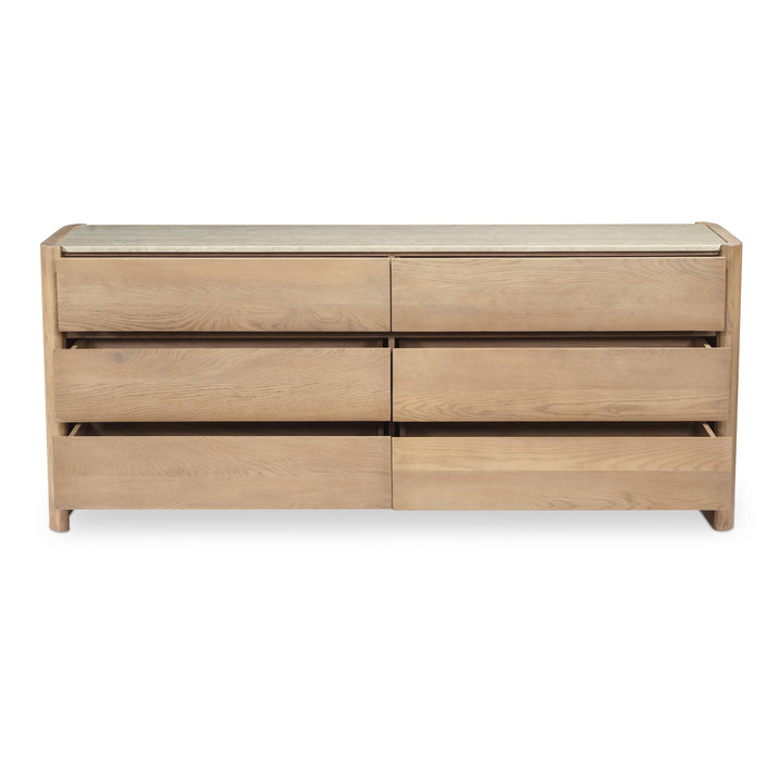 Modern Oak & Marble 6-Drawer Dresser