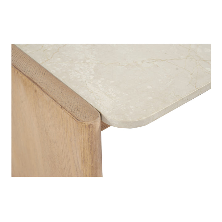 Modern Oak & Marble Curve Coffee Table