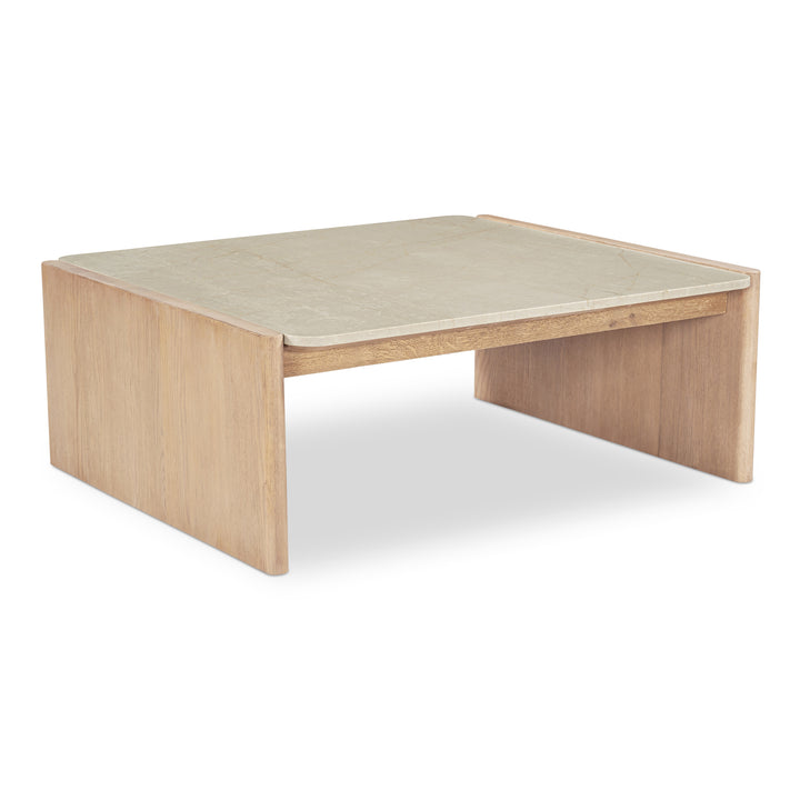 Modern Oak & Marble Curve Coffee Table