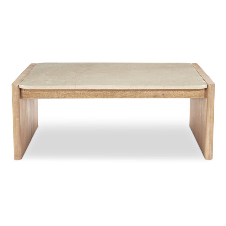 Modern Oak & Marble Curve Coffee Table