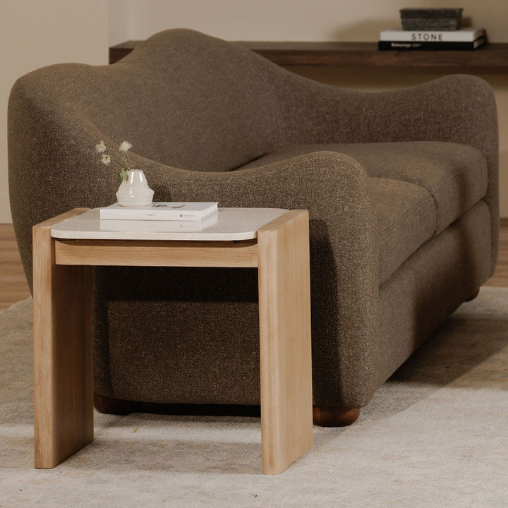 Modern Oak & Marble Side Table