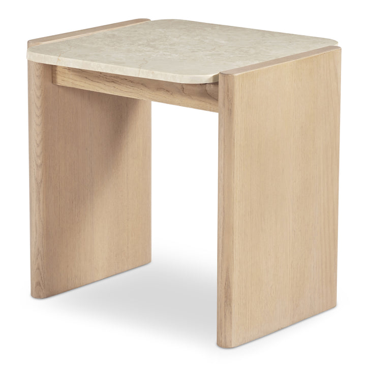 Modern Oak & Marble Side Table