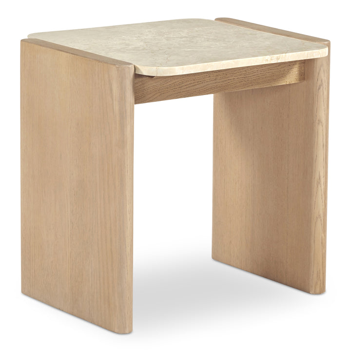 Modern Oak & Marble Side Table
