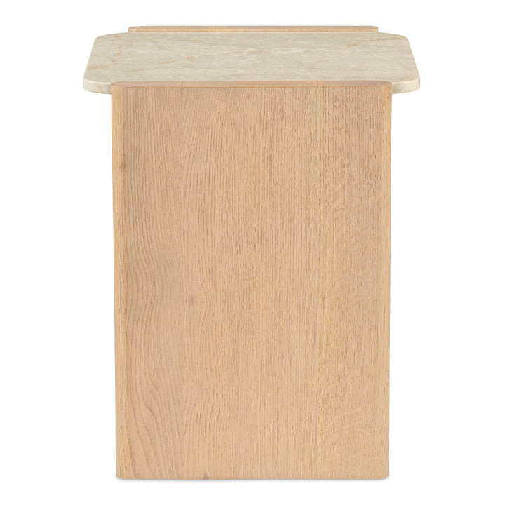 Modern Oak & Marble Side Table