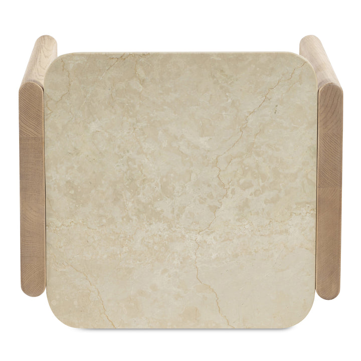 Modern Oak & Marble Side Table