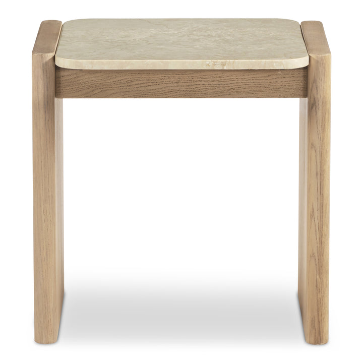 Modern Oak & Marble Side Table