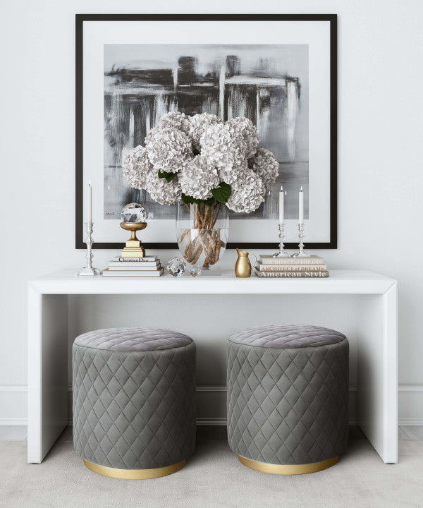Riva Velvet Ottoman - Gray