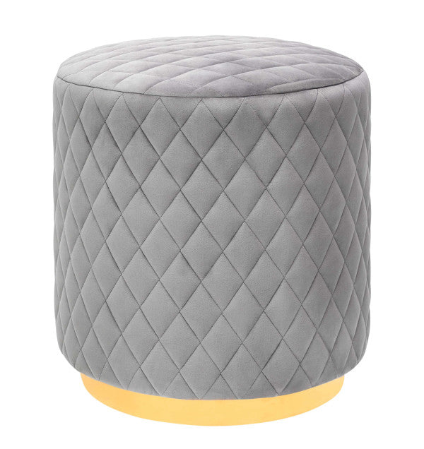 Riva Velvet Ottoman - Gray
