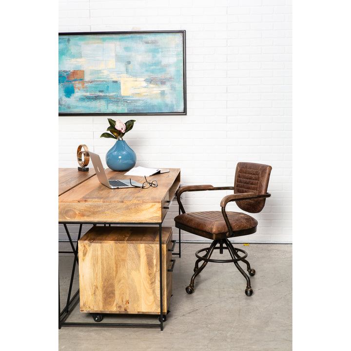 Streamlined Workspace Hub: Industrial-Chic Mango Wood Desk