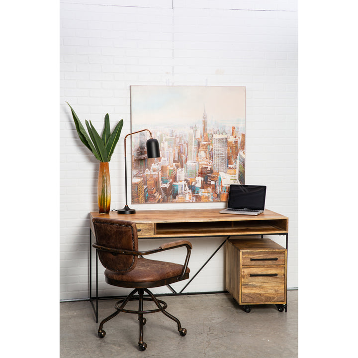 Streamlined Workspace Hub: Industrial-Chic Mango Wood Desk