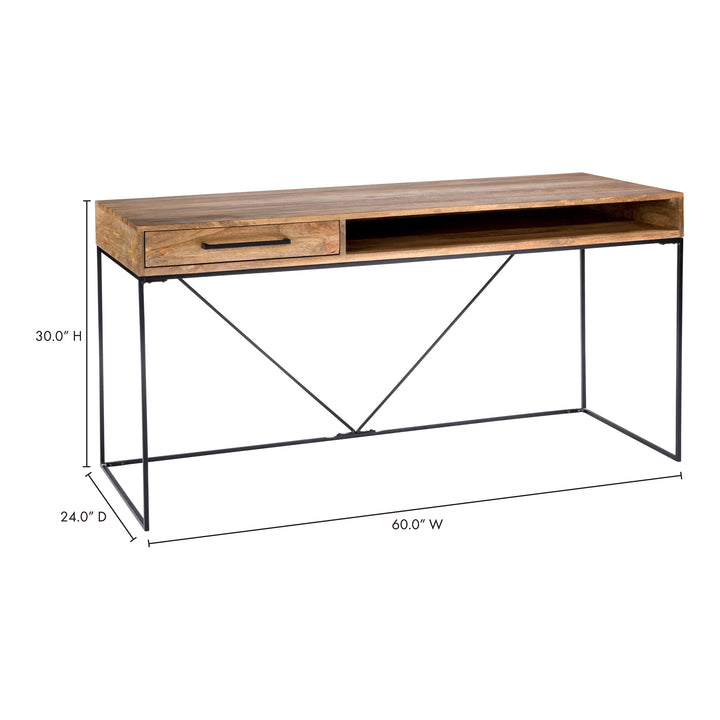 Streamlined Workspace Hub: Industrial-Chic Mango Wood Desk