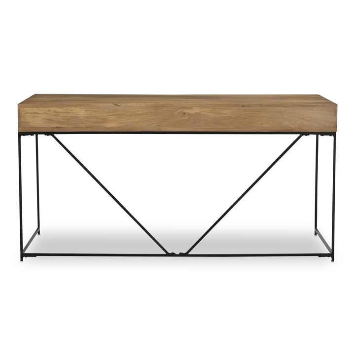 Streamlined Workspace Hub: Industrial-Chic Mango Wood Desk