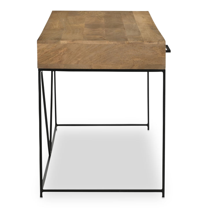 Streamlined Workspace Hub: Industrial-Chic Mango Wood Desk