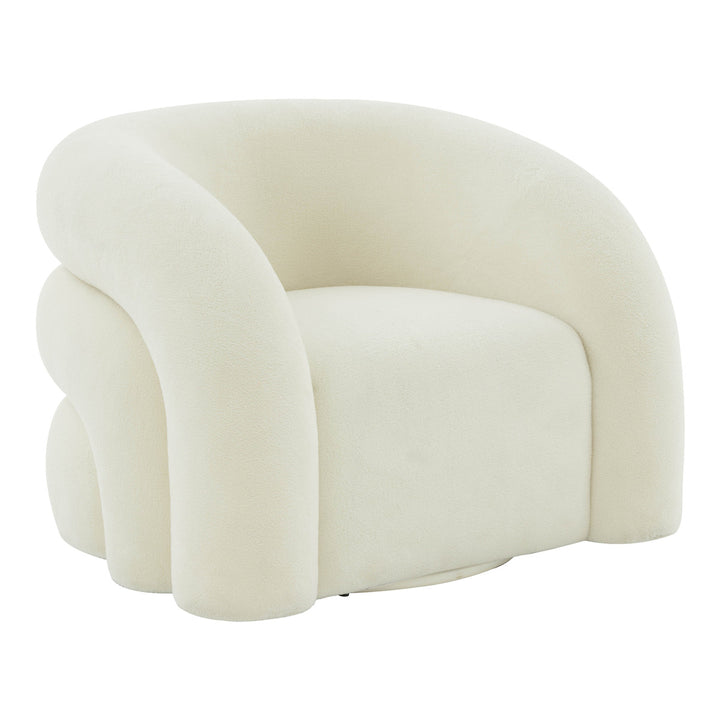 Pris Cream Vegan Shearling Swivel Chair