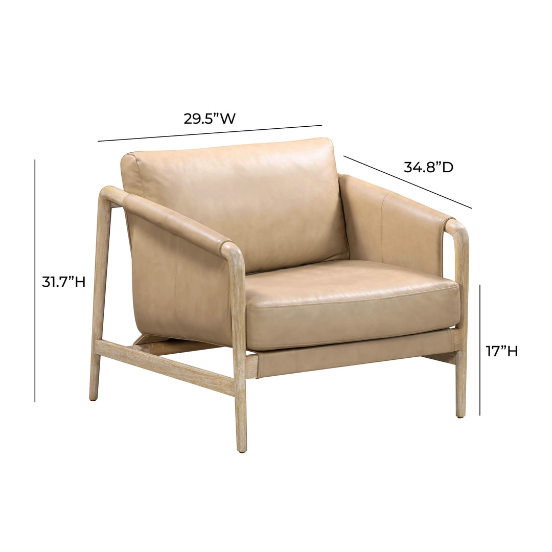 Khacha Leather Accent Chair - Tan