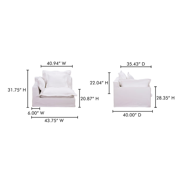 Charming Sloped Arm Living Chair with Performance Fabric