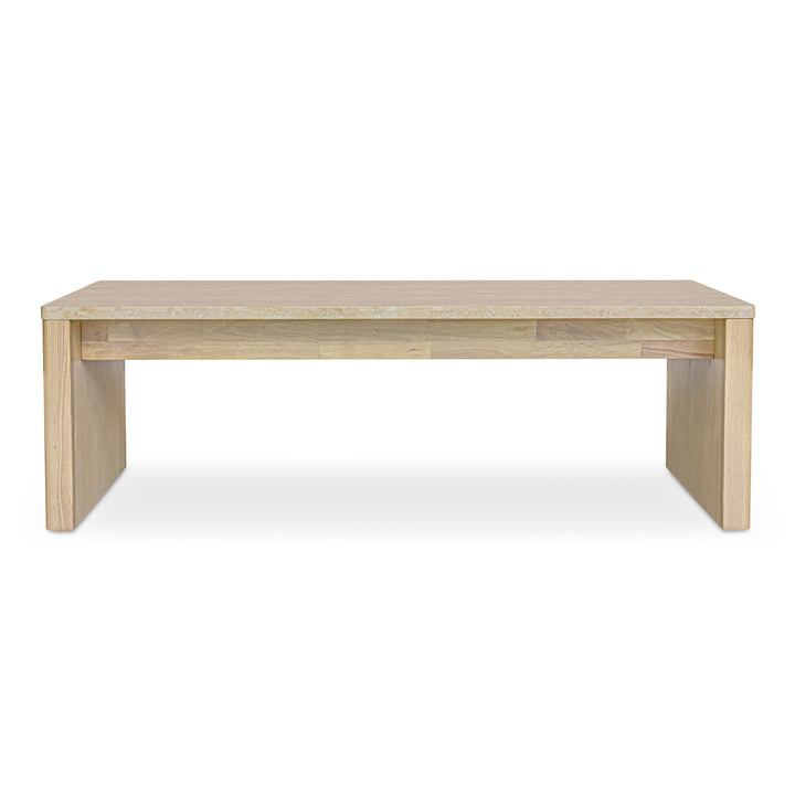 Elegant Earthy Travertine & Ash Coffee Table