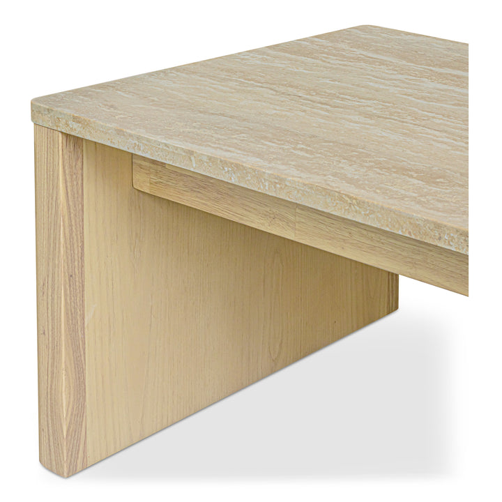 Elegant Earthy Travertine & Ash Coffee Table