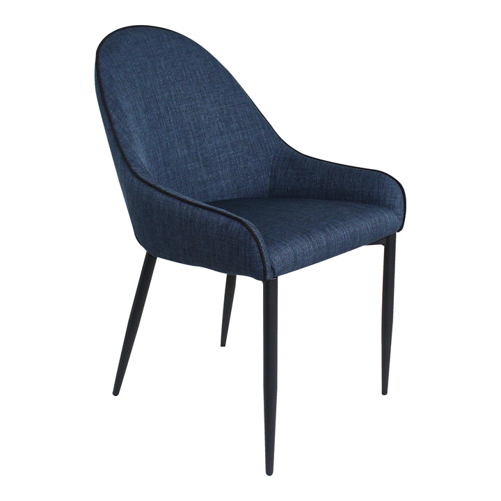 Stylish Duo: Sculpted Seating with Blue Upholstery