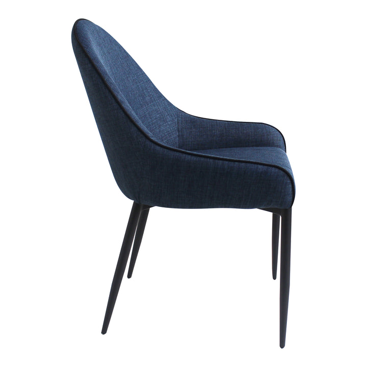Stylish Duo: Sculpted Seating with Blue Upholstery