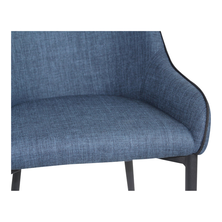 Stylish Duo: Sculpted Seating with Blue Upholstery