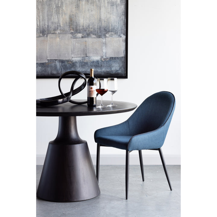 Stylish Duo: Sculpted Seating with Blue Upholstery