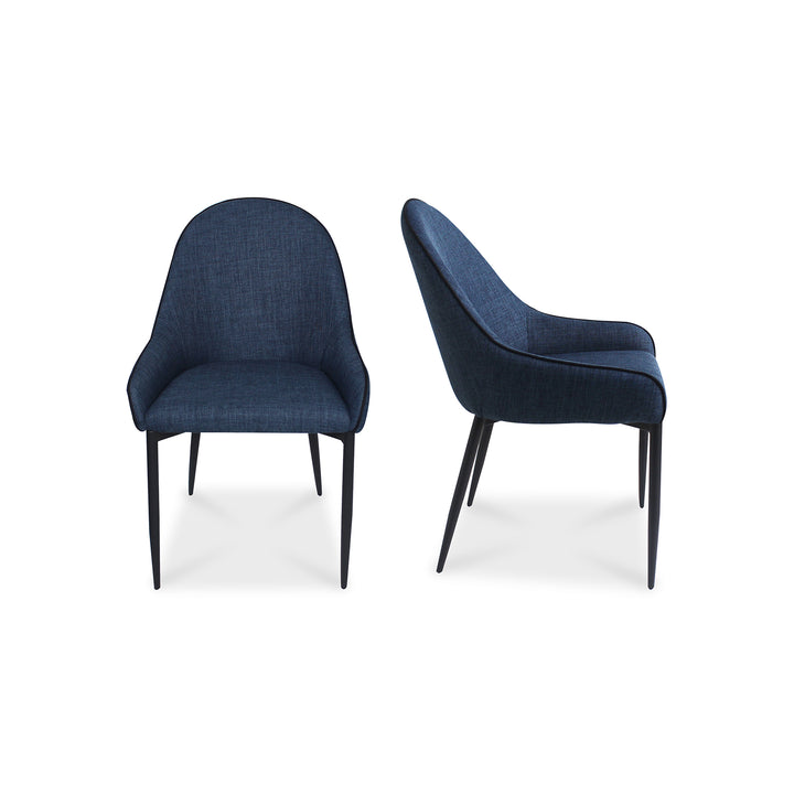 Stylish Duo: Sculpted Seating with Blue Upholstery