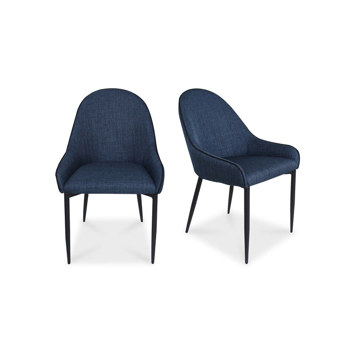 Stylish Duo: Sculpted Seating with Blue Upholstery