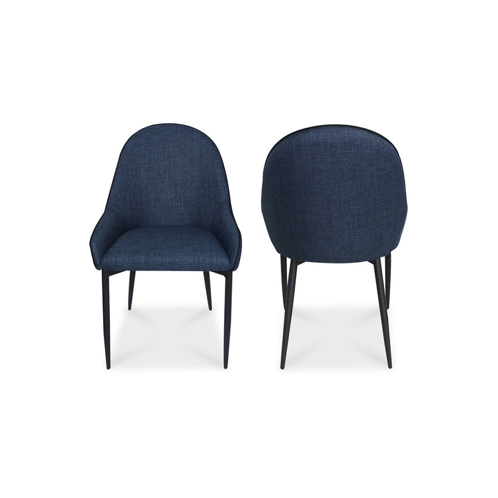 Stylish Duo: Sculpted Seating with Blue Upholstery