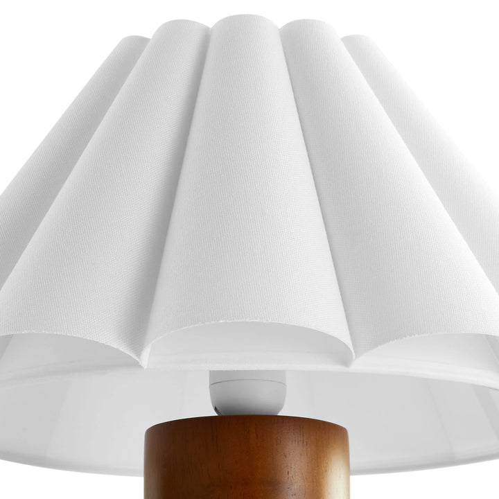 Fiona Wood Table Lamp With Pleated Petal Shade in Walnut