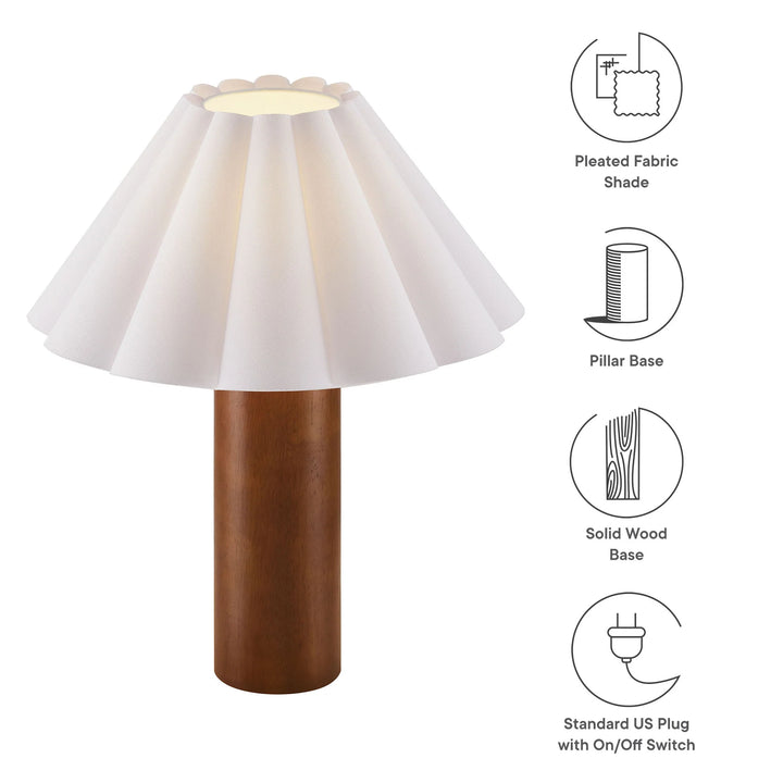 Fiona Wood Table Lamp With Pleated Petal Shade in Walnut
